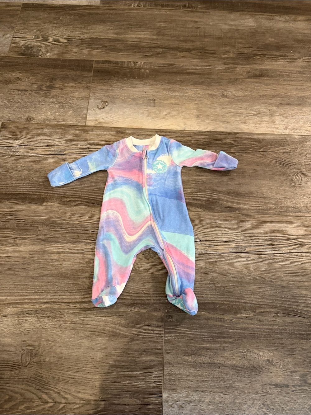 Converse Baby Tie-Dye Footed One-Piece Pajamas - Pastel Multicolor